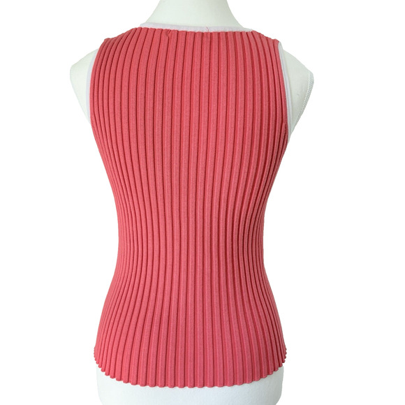 BELLDINI Ribbed Tank Top Size Large | Pink White Trim Stretchy Y2K Barbiecore - Picture 10 of 11